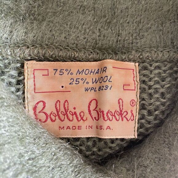 Vintage 50s Bobbie Brooks Sweater Womens Large Shaggy Pullover Green Mohair Wool - Picture 6 of 6